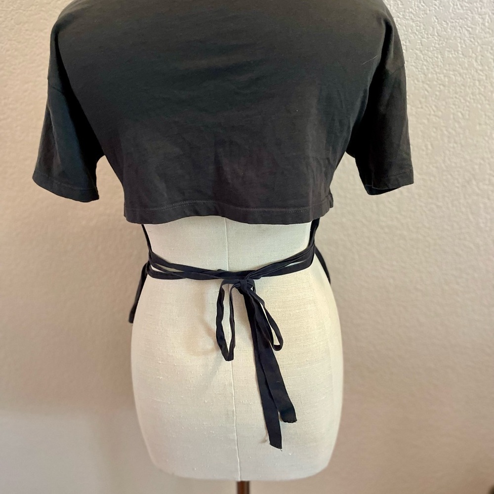 Zara Black Cropped Tie-Back Top